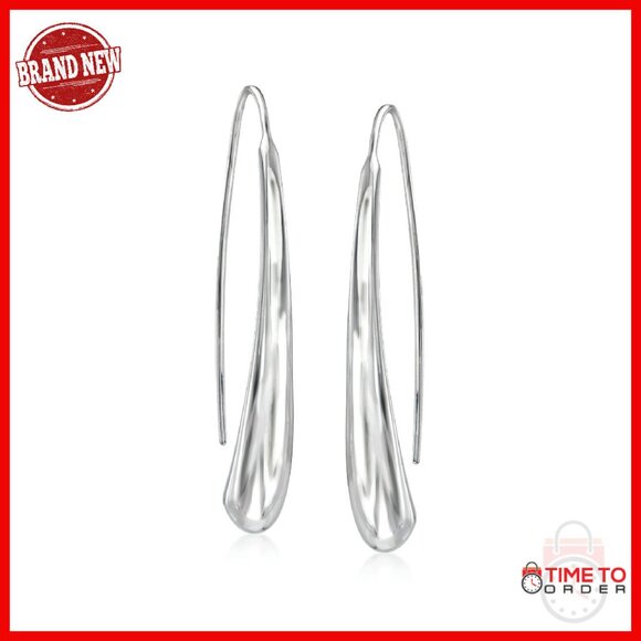 Sterling Silver Curved Drop Earrings with Earwire Backing